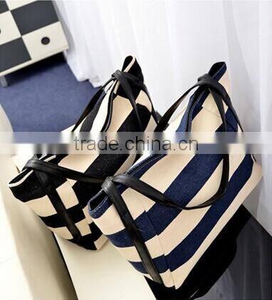 The navy wind stripe canvas bag