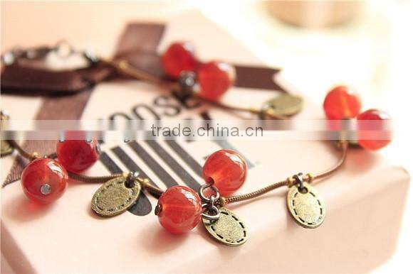 2014 hot vintage cherry charm adjustable chain bracelet