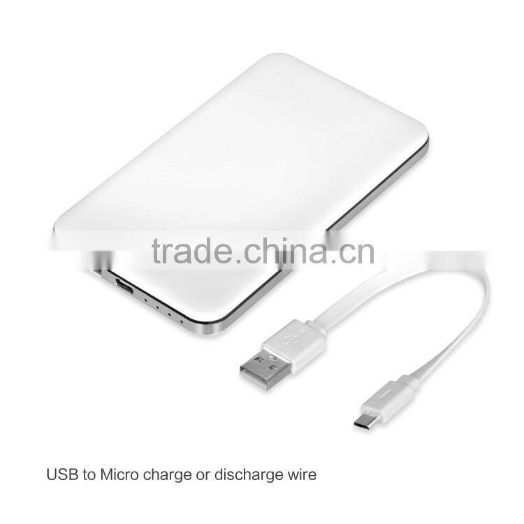 Ultra Thin Credit Card Mobile Power Bank 6000mAh Polymer with Built In USB Cable Pocket Power External Battery Charger