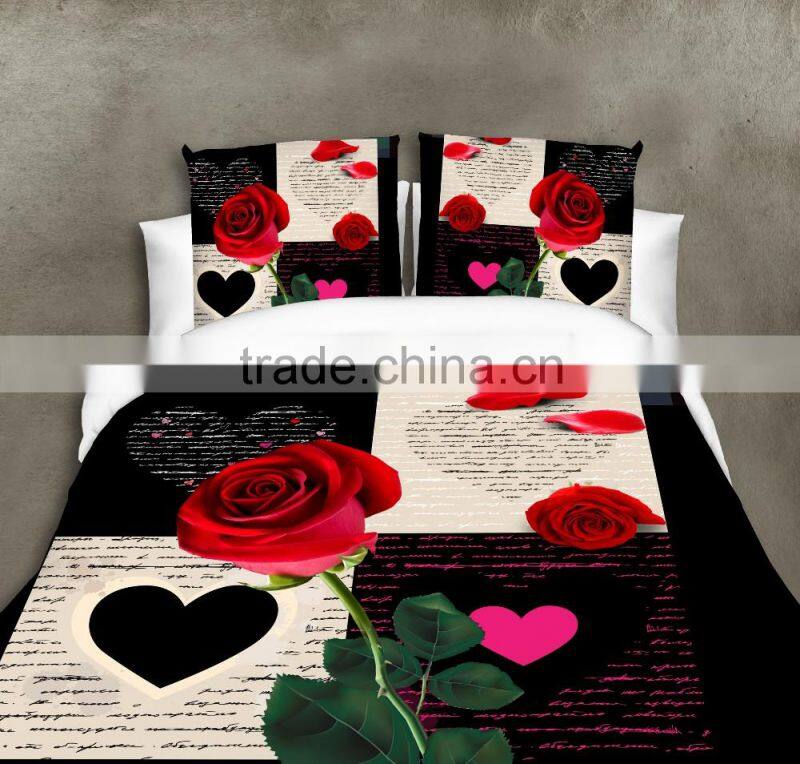 White and Red Rose 2 - Reactive Printed 3d Bed Set 3d Bedding Set Linen Cotton Queen King Size/bedclothes Duvet Cover Red Black