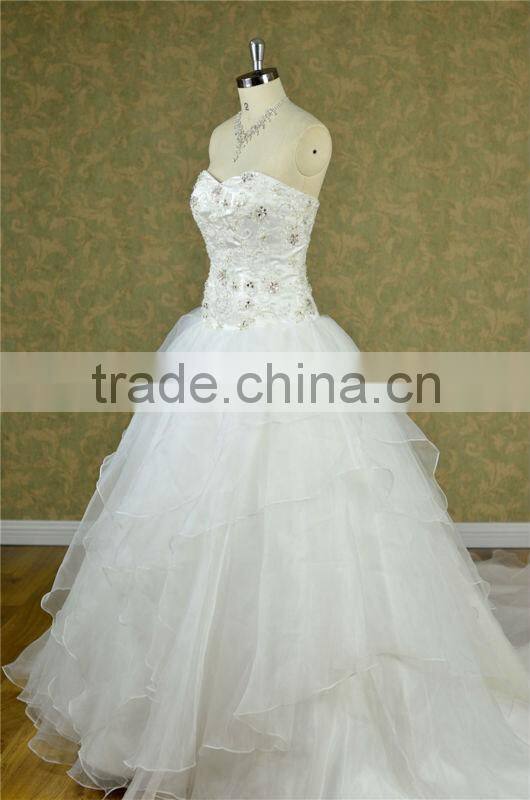 Dashing Style srapless a-line outdoor wedding dresses with asymmetric organza