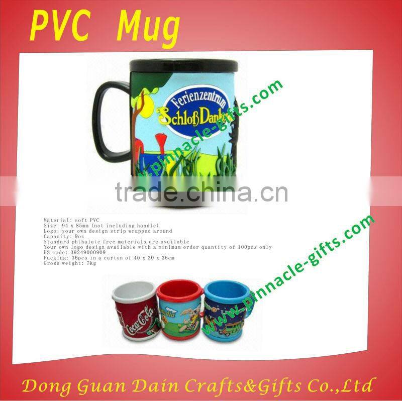 Customzied logo 230ml PVC soft plastic mugs 3D animal mark mug