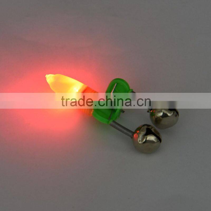 50Pcs Night Fishing Rod Tip Red LED Light Twin Bells Ring Fish Bait Alarm