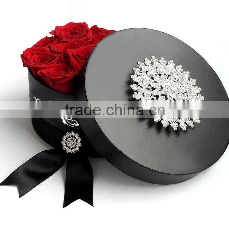 Luxury handmade Black Cardboard Paper Flower Gift Box Packing Factory in China