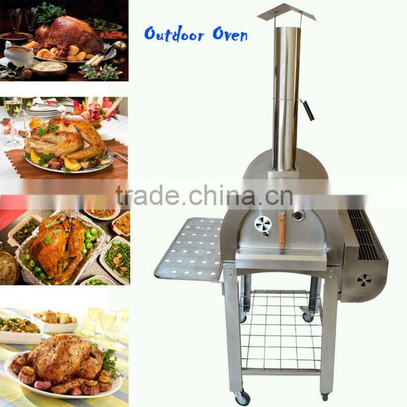Stainless Steel Wood Fired Pizza Oven with BBQ Gril