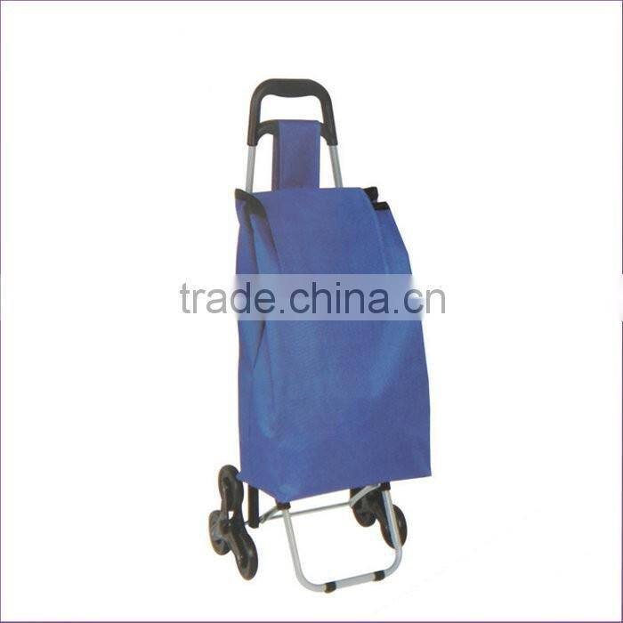 Solid-colored Square Pocket 6 Wheeled Climb Stairs Folding Shopping Cart