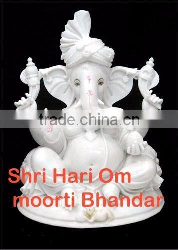 Indian White Stone God Ganesh Idol