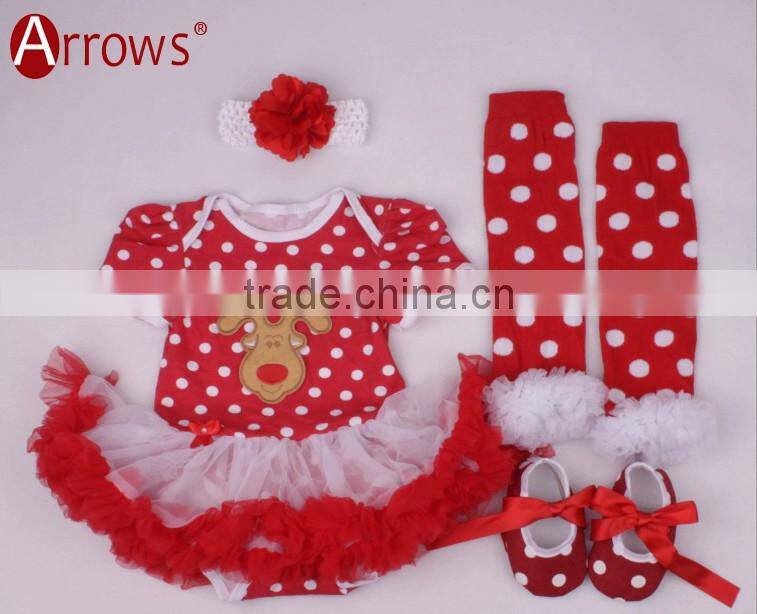 wholesale 2016 Boutique Christmas Santa Baby Clothes Little Girl Cloth Infant Skirt Outfit Holiday Newborn Romper Sets