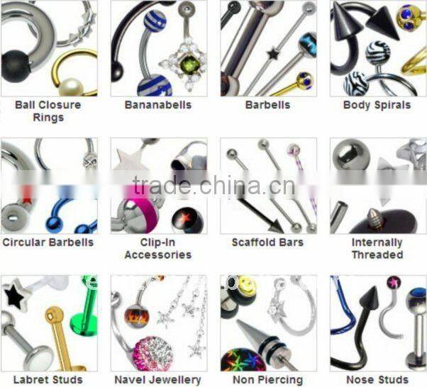 Green plated titanium nose stud nose screw body piercing jewelry