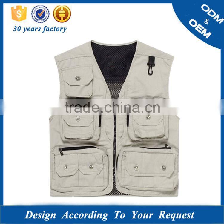 OEM Highest quality Multi Pocket sleeveless photographer vest jacket