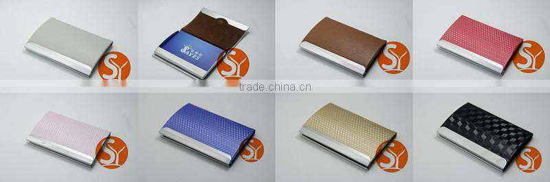 Concise design unisex gender black and brown PU leather credit name card holder with cheap price