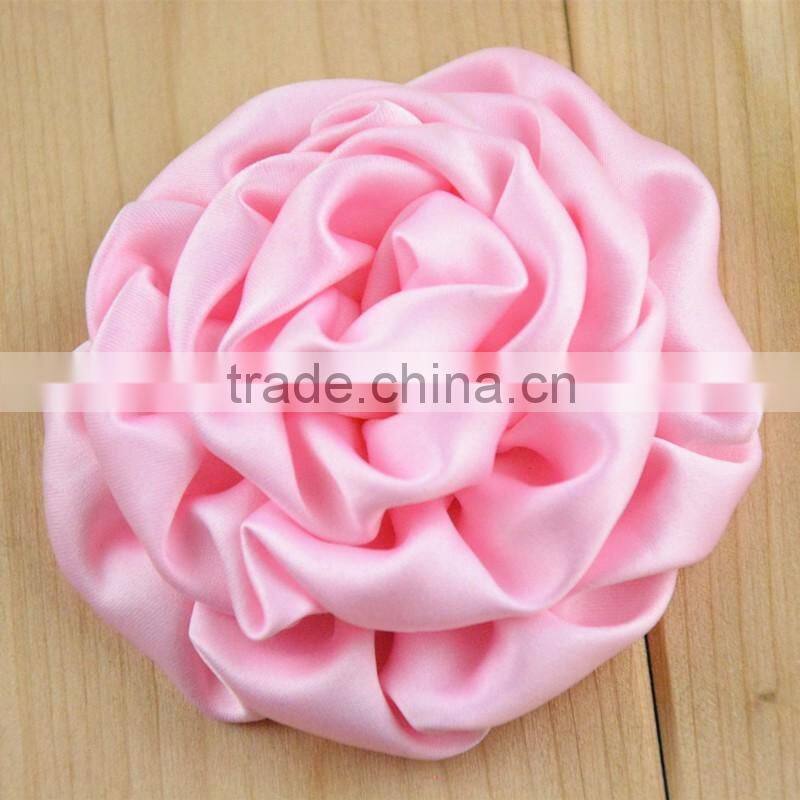 Decorative flower 7.5cm wide satin silk roses flower for clothes/hair accessories