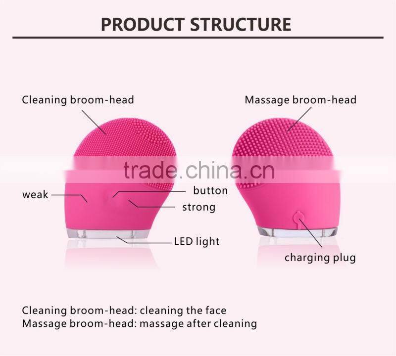 Handheld girl use facial cleansing brush blackhead extractor exfoliating scrub
