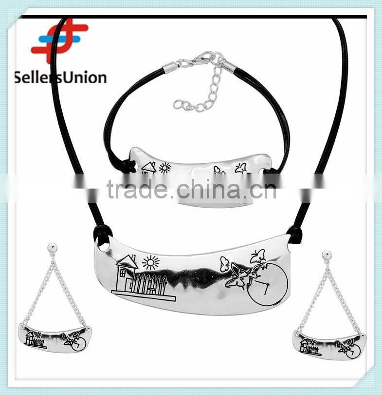No.1 yiwu & ningbo exporting commission agent wanted leather chain new design necklace and bracelet set with earrings