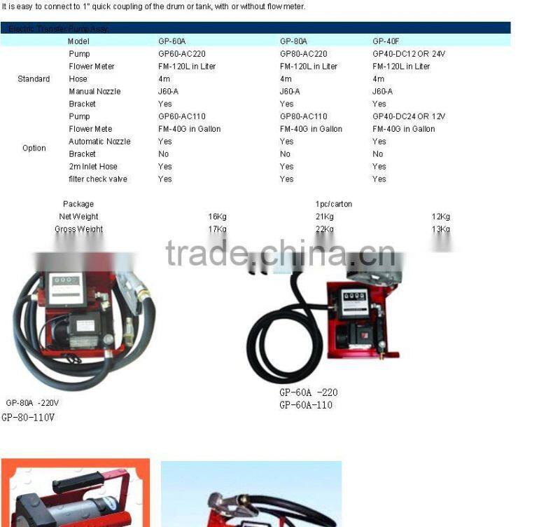 Fule gear pump (OIL,GASOLINE,FUEL,diesel pump,12v/24v,3kgs gross weight)