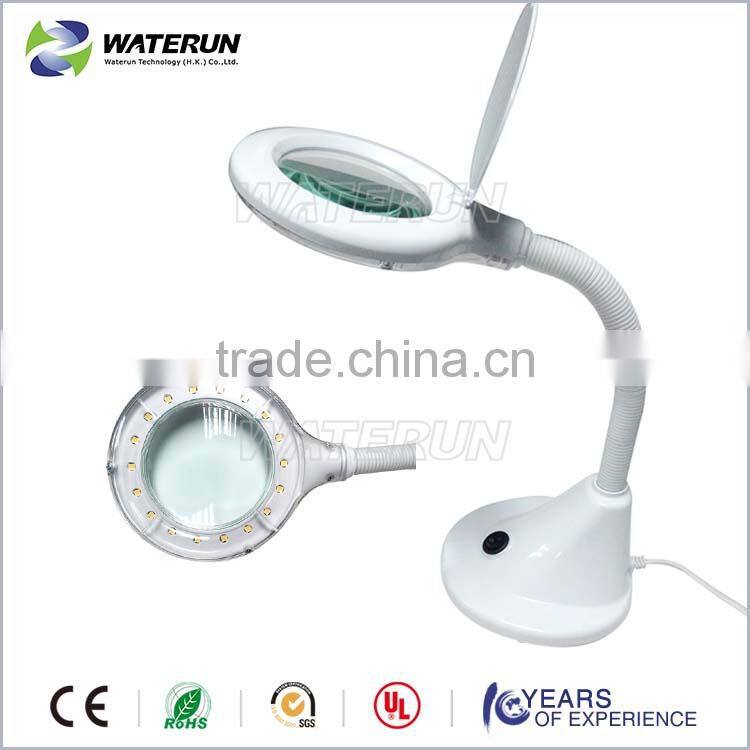 Flexible arm desktop 4" magnifying glass lamp with LED