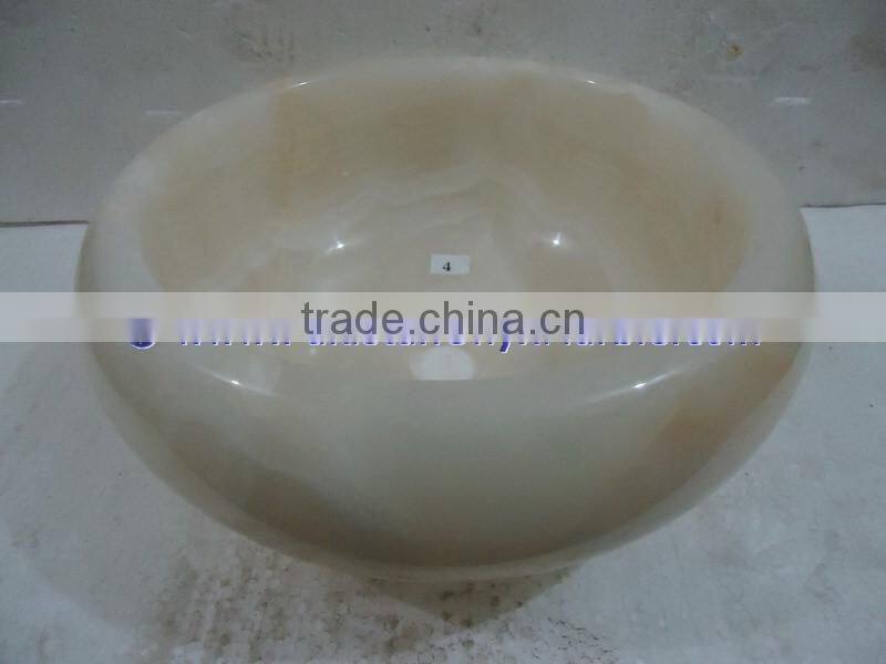 Long Life PURE WHITE ONYX ROUND TYRE SHAPED SINKS AND BASINS