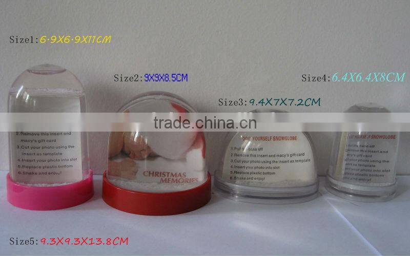 Custom plastic snow globe with photo insert
