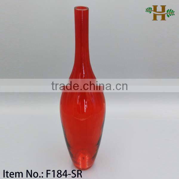 Handmade Red Narrow Neck Vase With Small Mouth