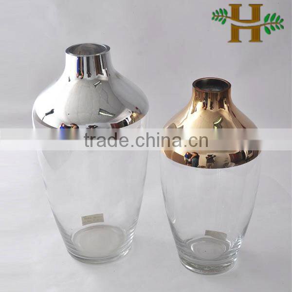 Colored square round corner glass vase, handblown table use glassware