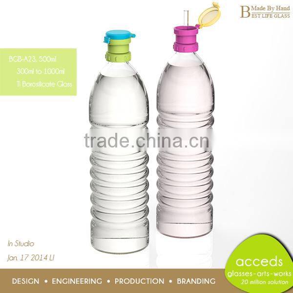 New Design Special Shap Sodas Glass Bottle with Straw