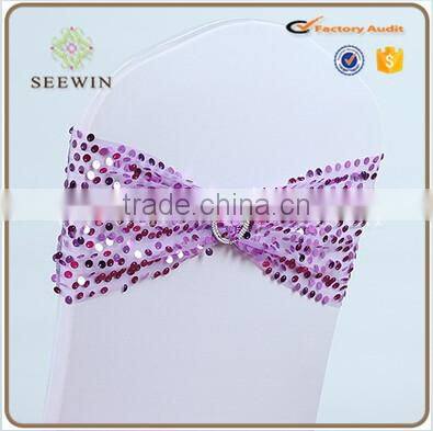 Cheap Banquet sequin chair band and ruffle chair sash for wedding