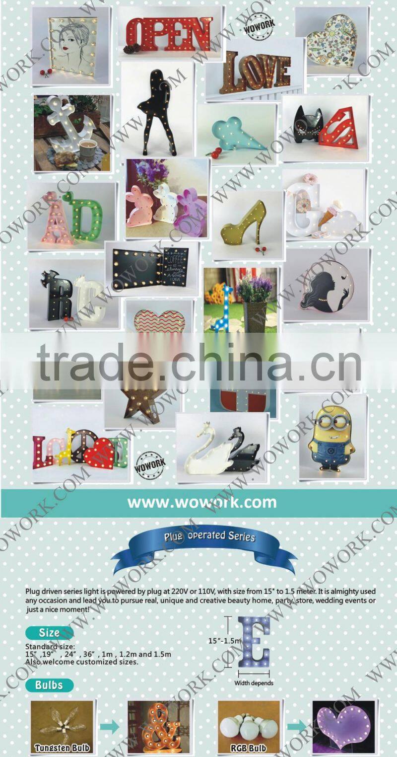 home decoration cinematic light box with letters