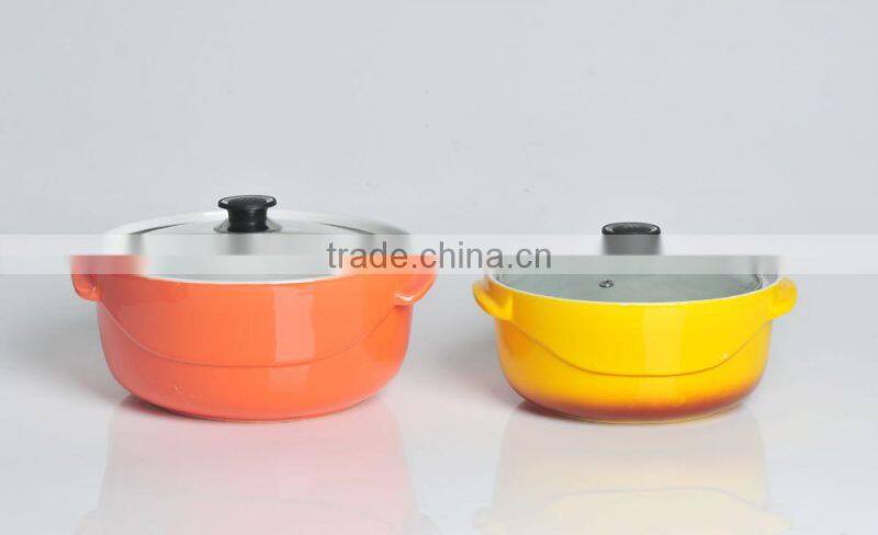 mini ceramic soup tureen with iron stand and color box in stock