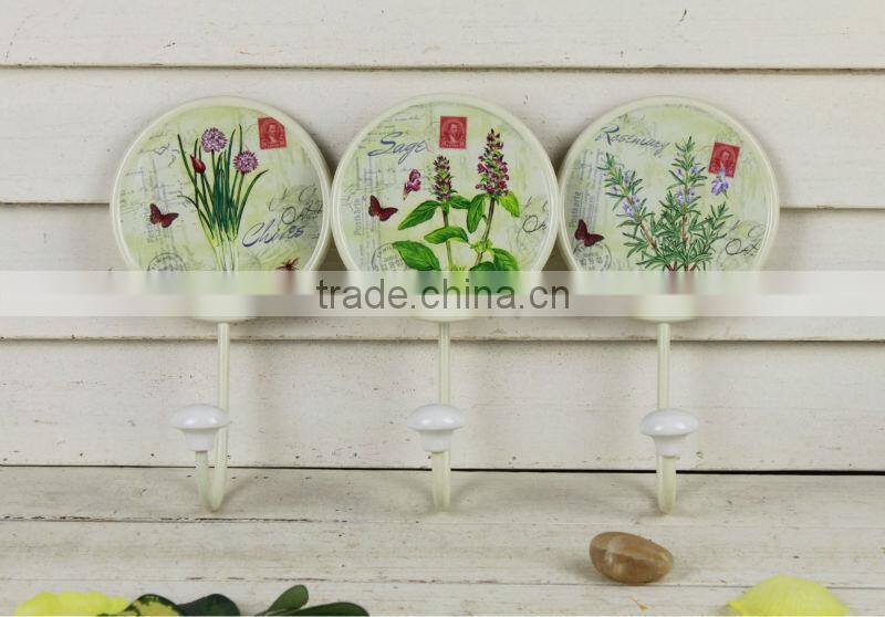 Hot Sale paper decal Metal hanging flower wall hooks for home decor
