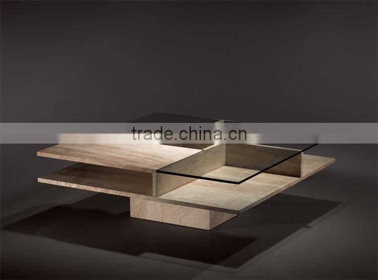 modern travertine and glass living room coffee table designs