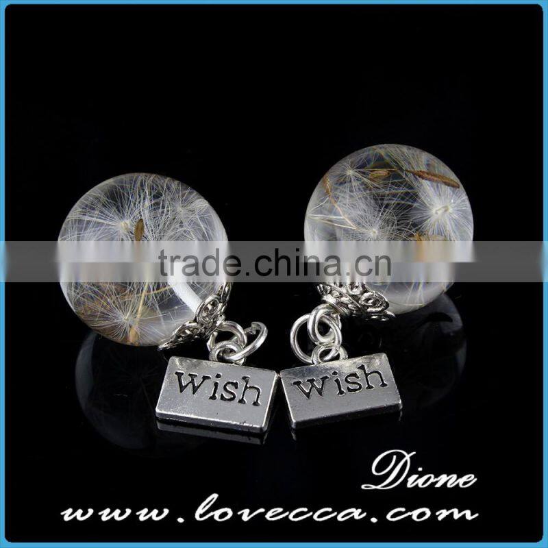 Dandelion glass ball for earring/necklace ,glass ball for making jewelry