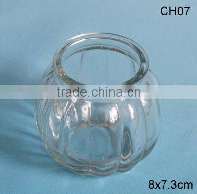 clear round glass candle holder