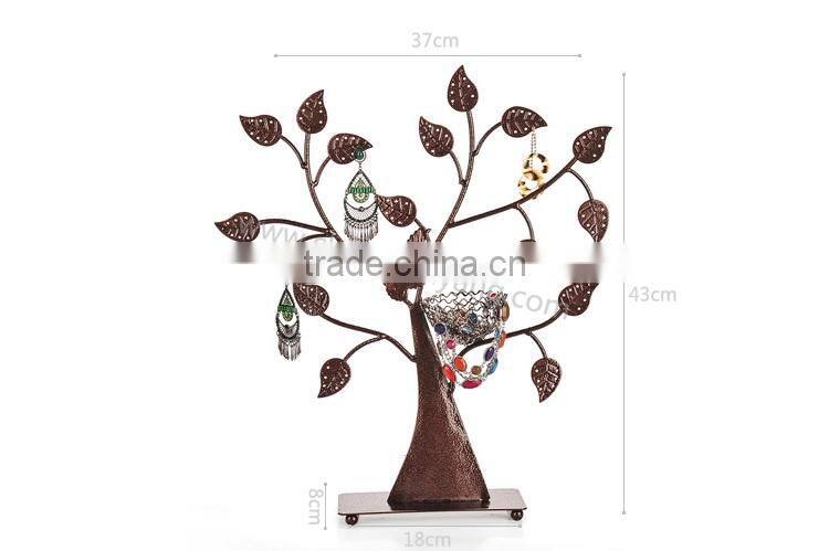 Metal bird jewelry tree display stand