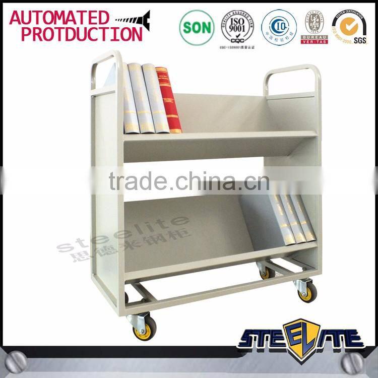 Single sided 2-tier book trolley/library book trolley