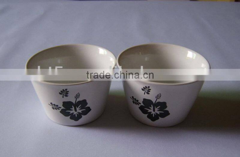 Set of 3 flower decal ceramic cup set tray,snack tray