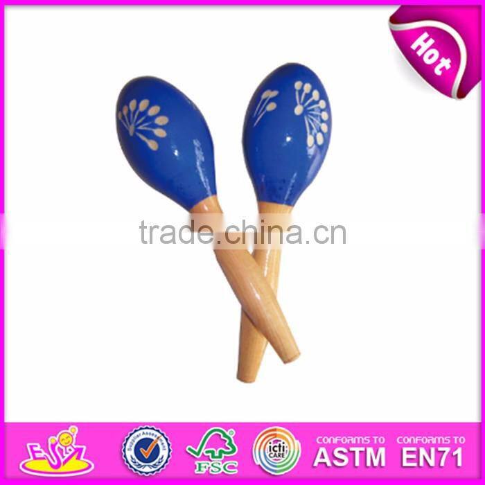 2017 Handmade toy percussion instrument wooden baby maracas for sale W07I059