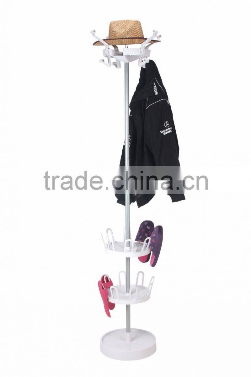 Telescoping double rolling garment rack, movable metal clothes hanger rack