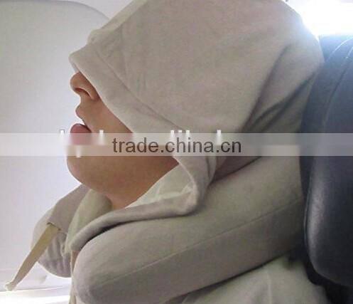 Japanese best selling neck support comfort rest gray hoodie travel neck pillow