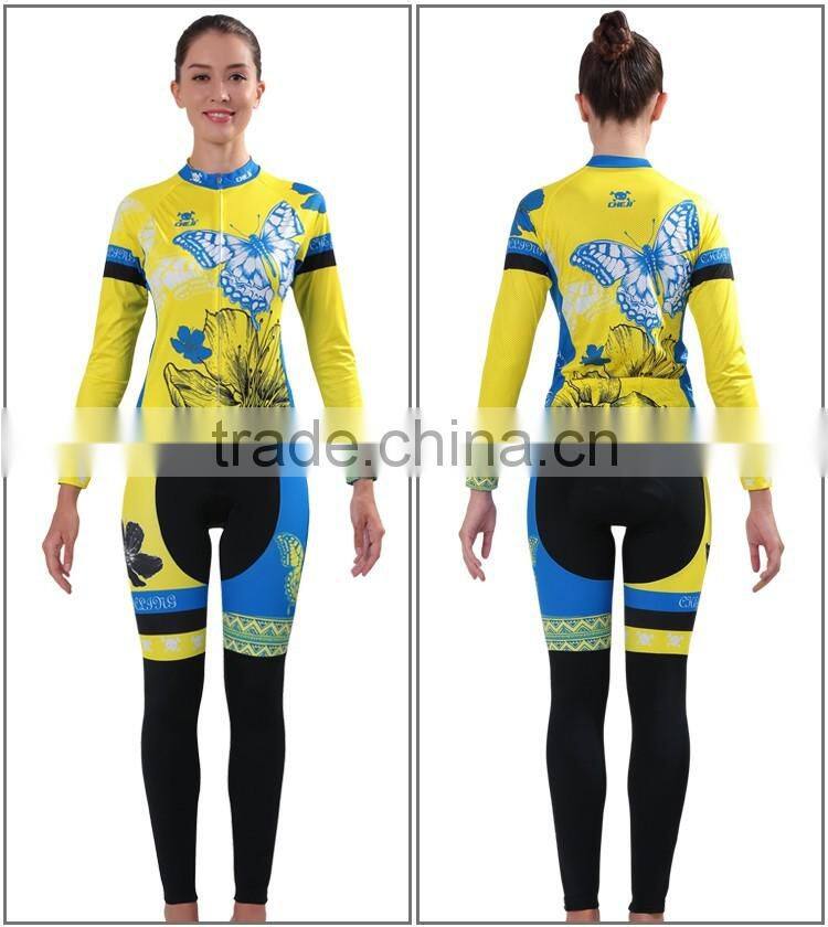 2016 custom made cheap cycling set, women long sleeve cycling clothing