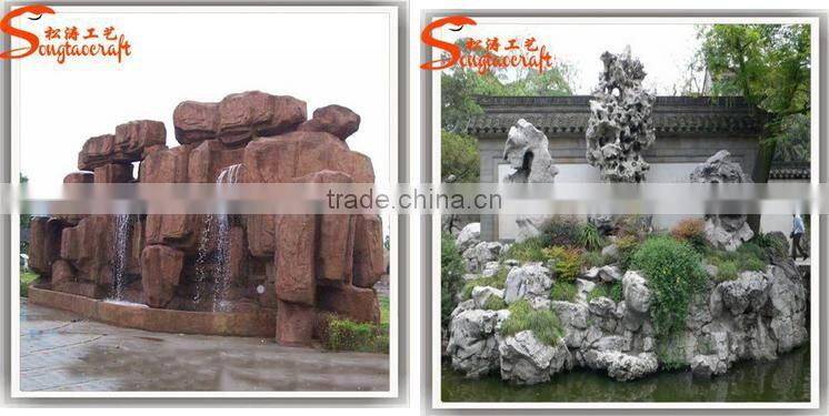 Factory design large outdoor artificial fiberglass decoration waterfall rocks for gardens