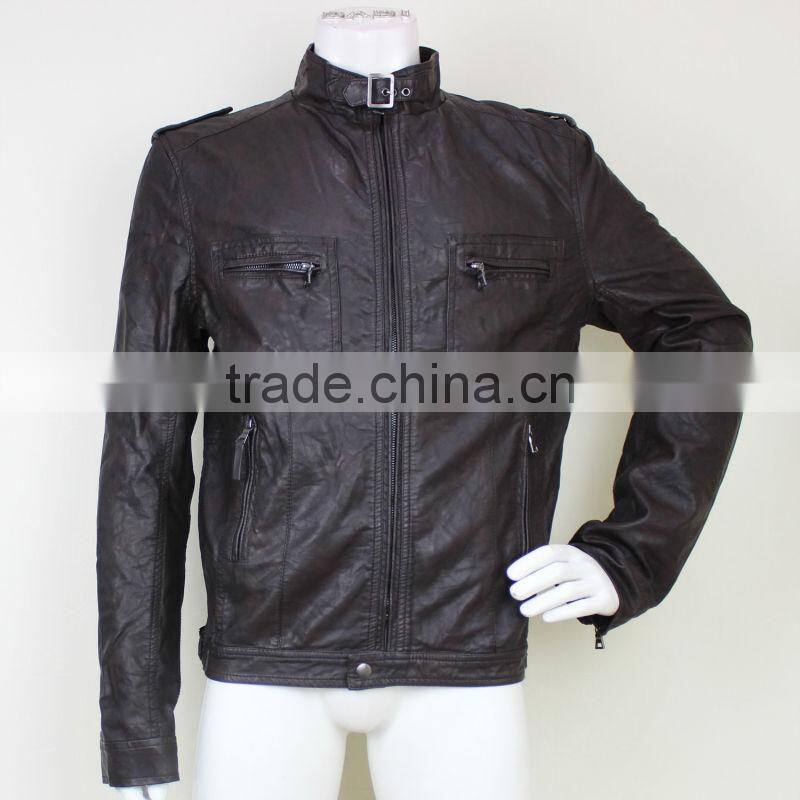 2014 New Fashion Mens Leather Motorcycle Jacket
