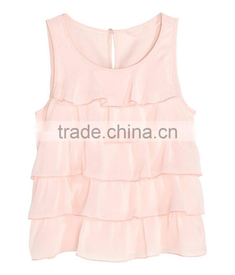 2016 Children Little Girls Flowy Tiered Sleeveless Top HST8035