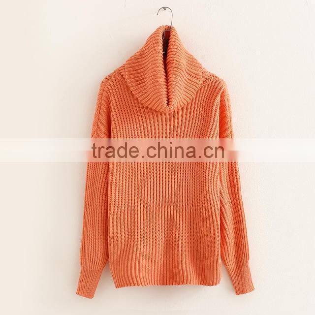 Fashion high quality Long Sleeve turtleneck brown pullover sweaters for women