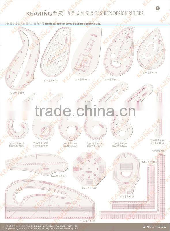 Kearing brand french curve rulers, neckline curve ruler # 6035