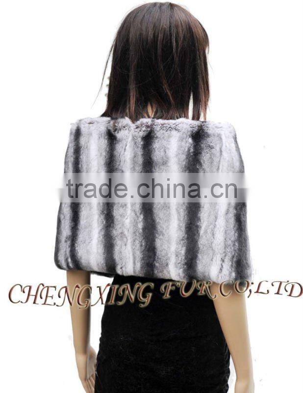 CX-B-122B Rex Rabbit Chinchilla Printed Fur Pashmina Shawls