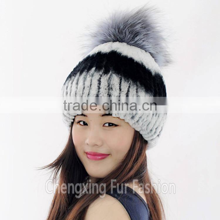 CX-C-02E 2016 Newest Knitted Hat Rex Rabbit Fur Woman Hat