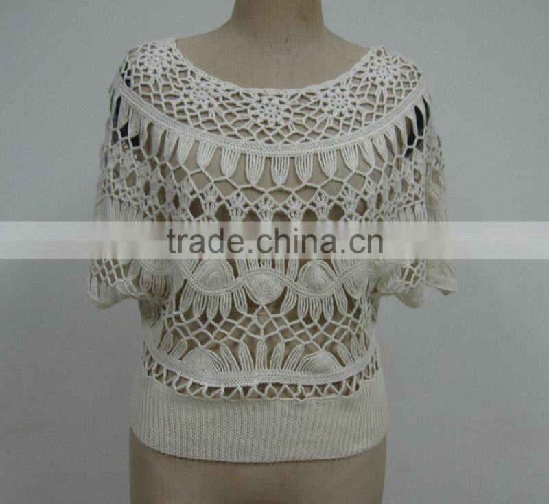 garment manufacturer ladies crochet popular batwing sleeve top