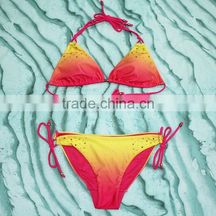 Sun Protect Material Bikinis Trendy fashion Girls Shiny Swimsuits