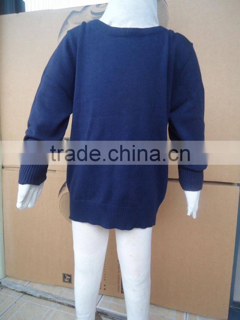 2016 kids navy blue hand knitted elbow patche sweaters for babies