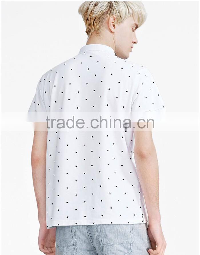 Newest casual style white printed polo shirt design